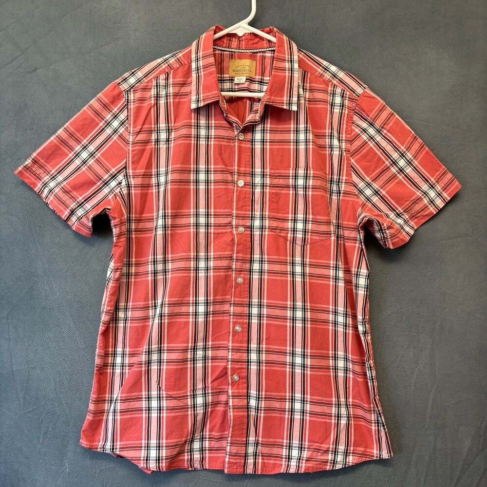 Roebuck & Co. Plaid Shirt Mens Medium Button Down Casual Western Country Cowboy